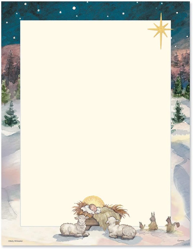 Current Christmas Tree Manger Stationery - Holiday Letters, Printer Paper, 25 Sheets, 8½ x 11 Inch, by - Image 1